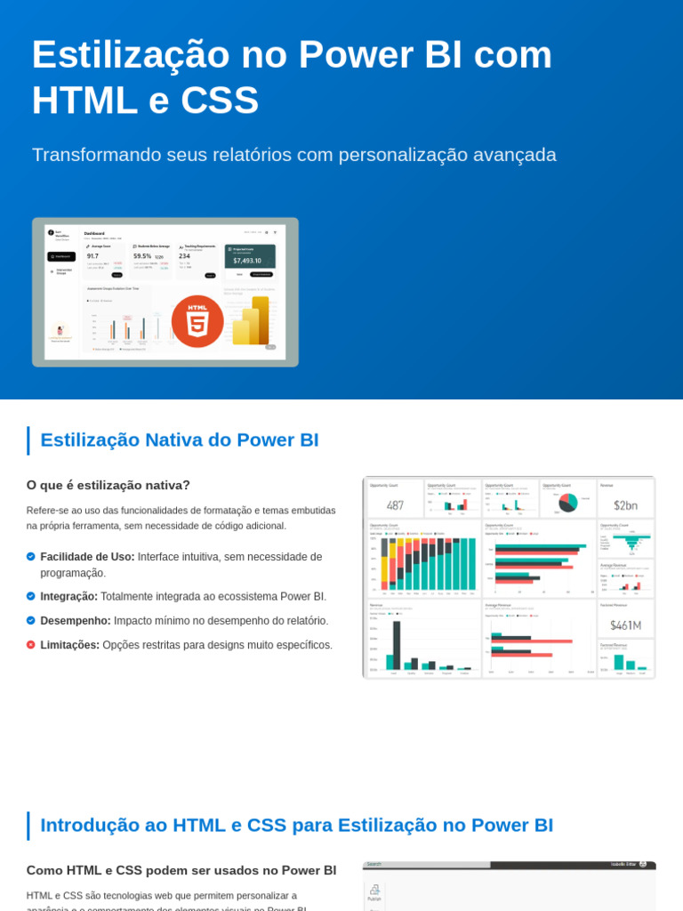 Estilização Avançada no Power BI com HTML/CSS | PDF | Html | Script Java
