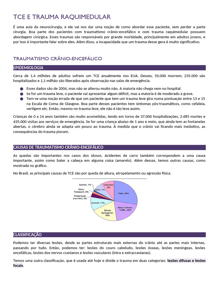 TCE e Trauma Raquimedular: Abordagem Cirúrgica | PDF | Traumatismo ...