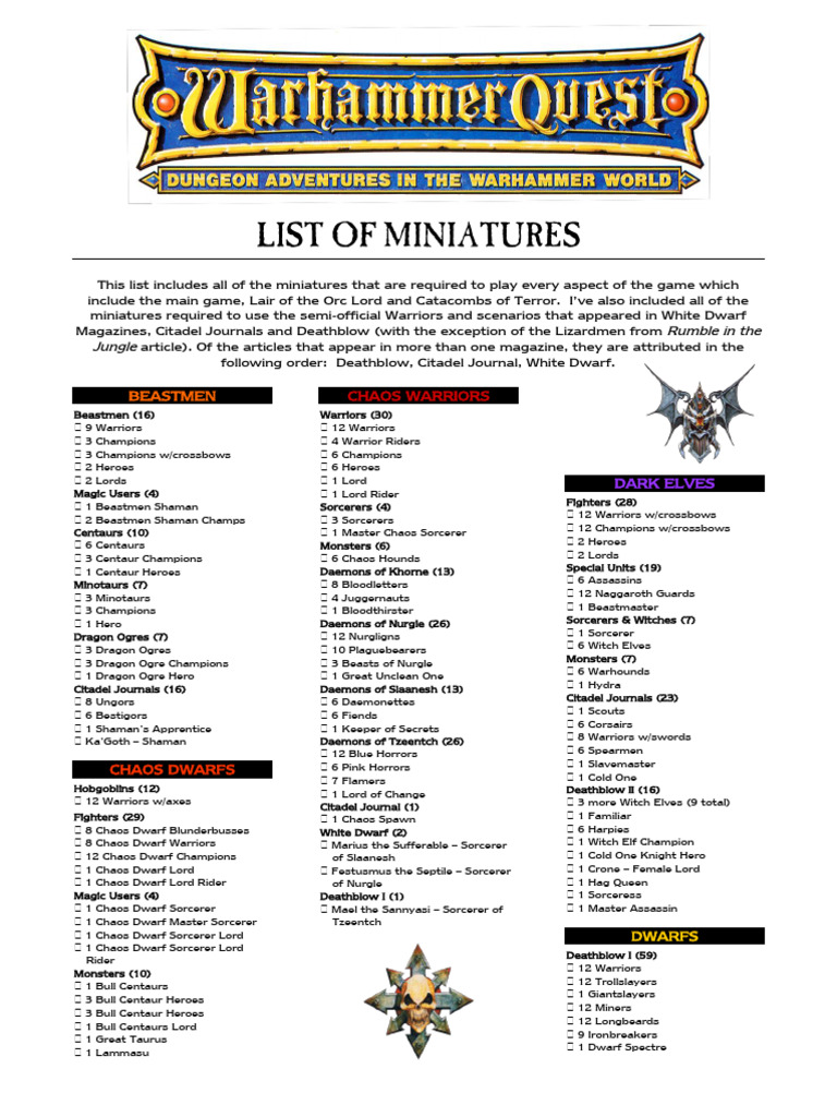 Complete Miniatures List for War Games | PDF | Fantasy | Supernatural ...