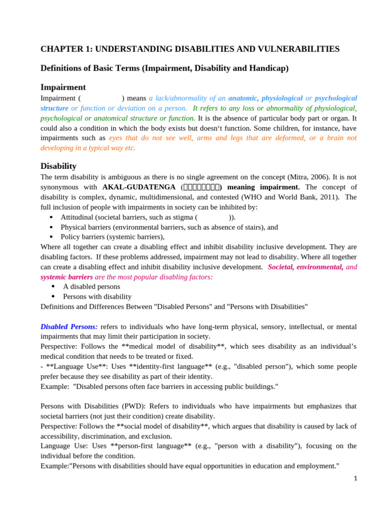 Understanding Disabilities and Impairments | PDF | Disability | Visual ...