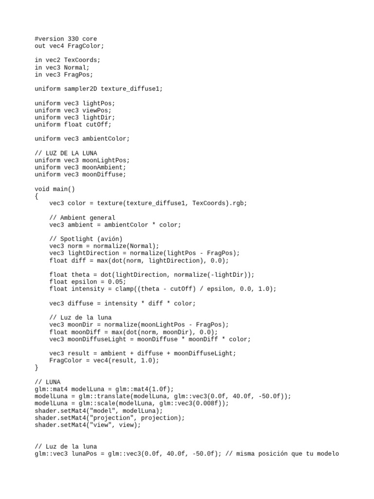 GLSL Moonlight Shader Implementation | PDF