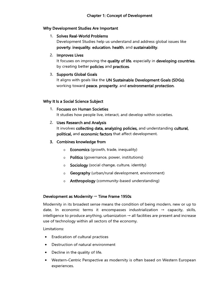 Understanding Development Studies Concepts | PDF | Cost Of Living ...