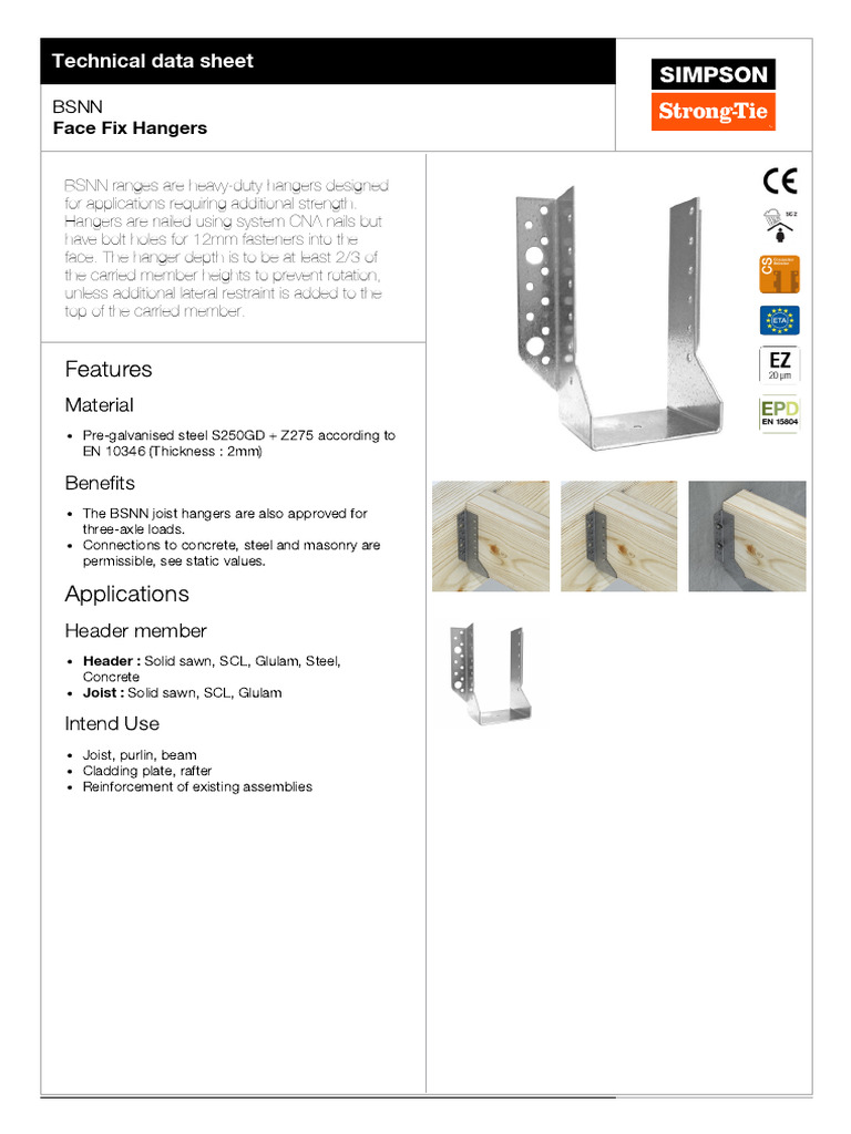 BSNN Face Fix Hangers(1) | PDF | Building Materials | Building