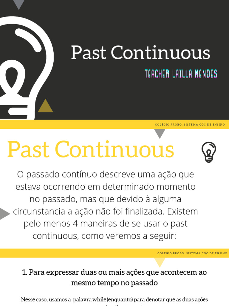 Uso do Past Continuous no COC | PDF | Sintaxe | Linguística