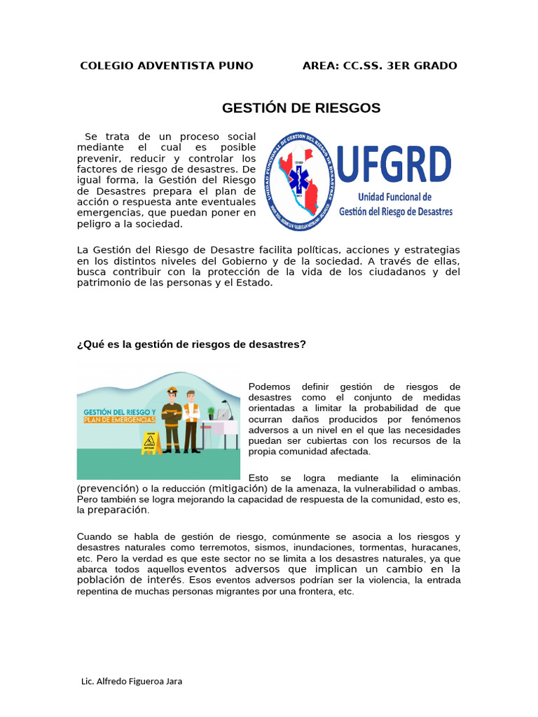 Gestión de Riesgos de Desastres en Puno | PDF | Riesgo | Desastres ...