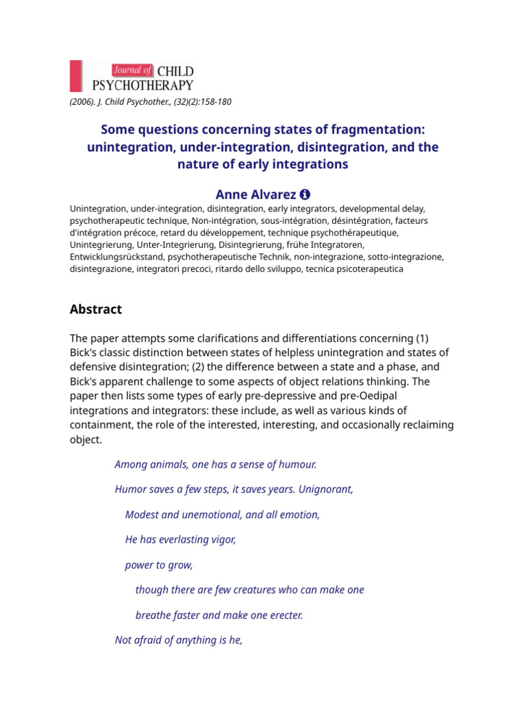 Alvarez 2006 Integration, Underintegration, Disintegration | PDF ...