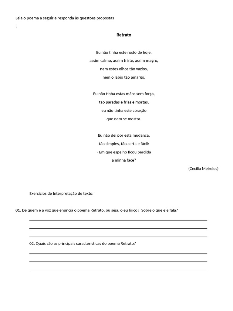 Interpretação do Poema 