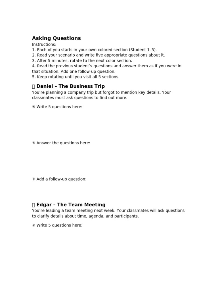 Asking Questions Online Rotation Game | PDF
