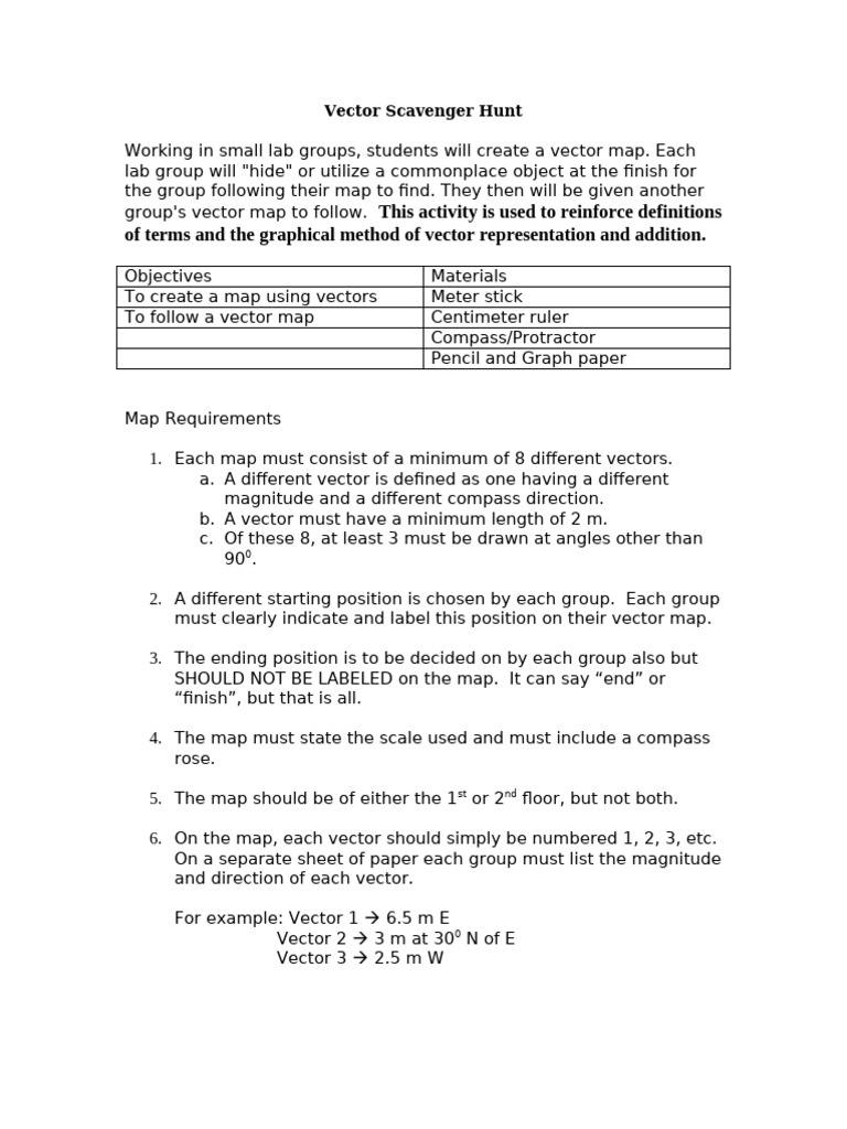 Vector Map Scavenger Hunt Activity | PDF | Euclidean Vector | Map