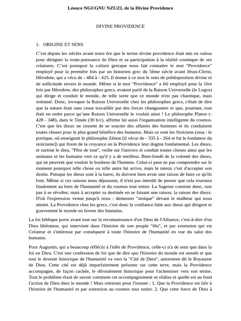 Comprendre la Divine Providence | PDF | Destin | Dieu