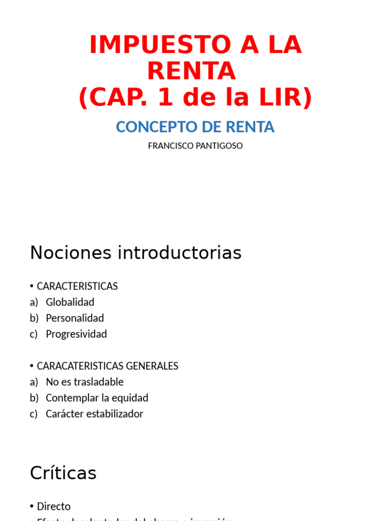 Conceptos Clave del Impuesto a la Renta | PDF
