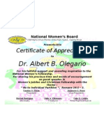 Certificate of Appreciation