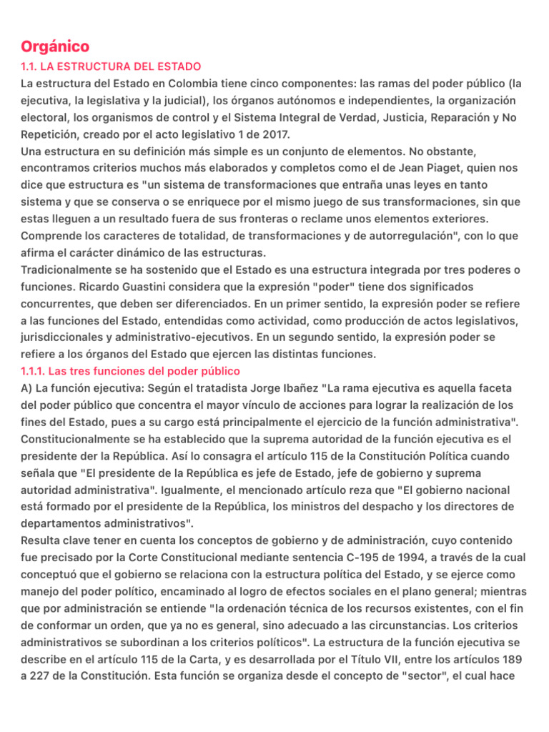 Estructura del Estado en Colombia | PDF | Separación de poderes | Gobierno