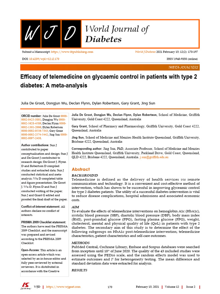 Efficacy of Telemedicine On Glycaemic Control in Patients With Type 2 ...