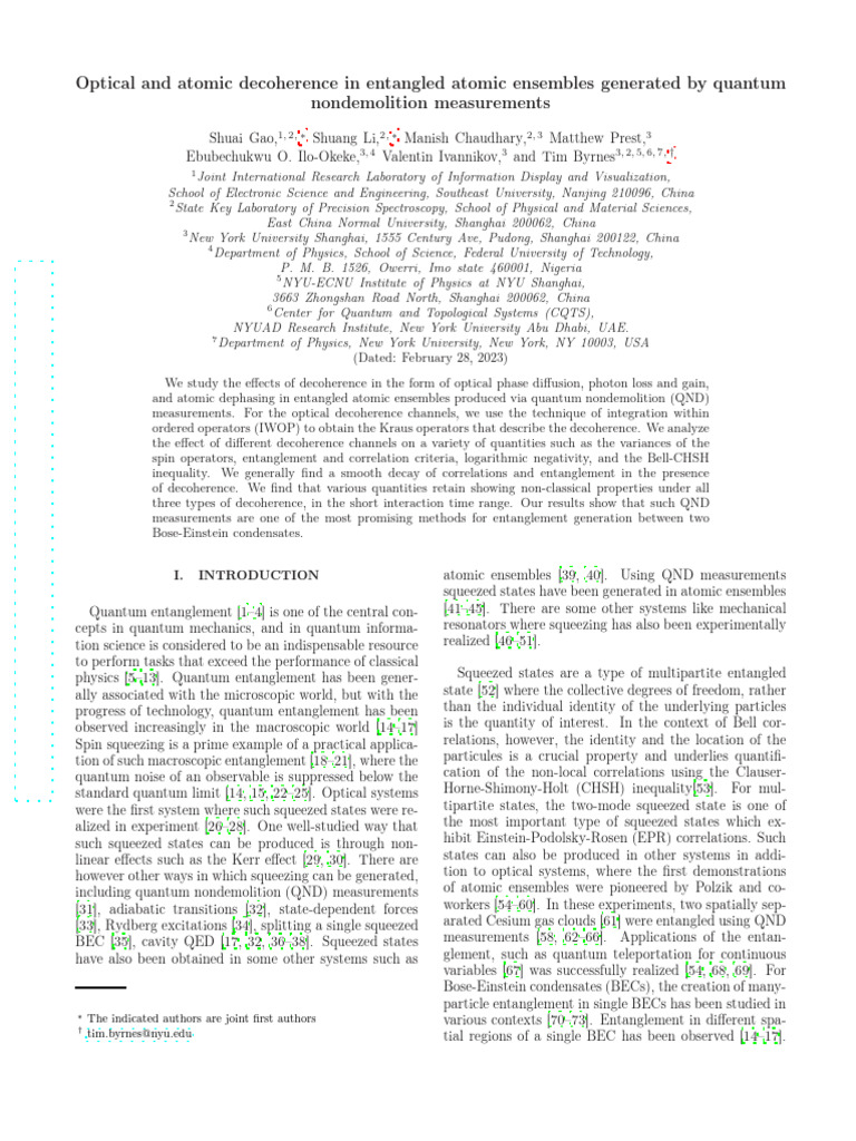 Non Demolition | PDF | Quantum Entanglement | Applied And ...