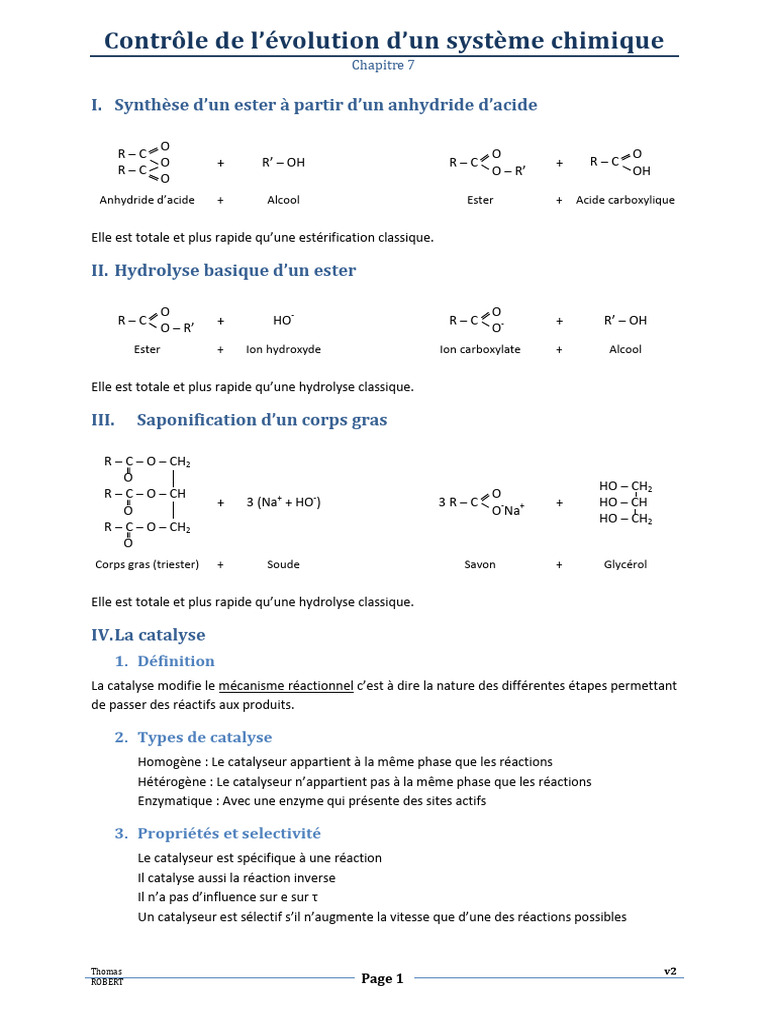 Synthèse et catalyse des esters chimiques | PDF | Catalyse | Ester