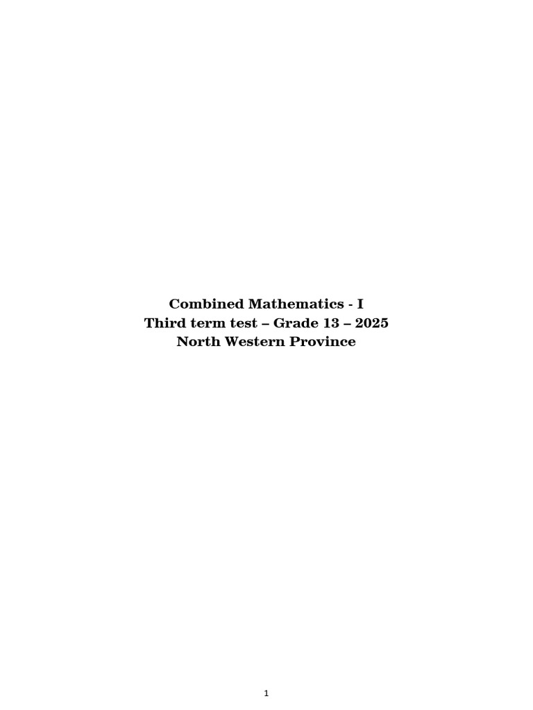 Grade 13 Combined Mathematics Test 2025 | PDF | Tangent | Circle