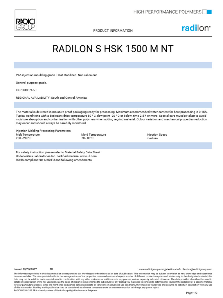 Radilon S HSK 1500 M NT Product Info | PDF | Applied And ...