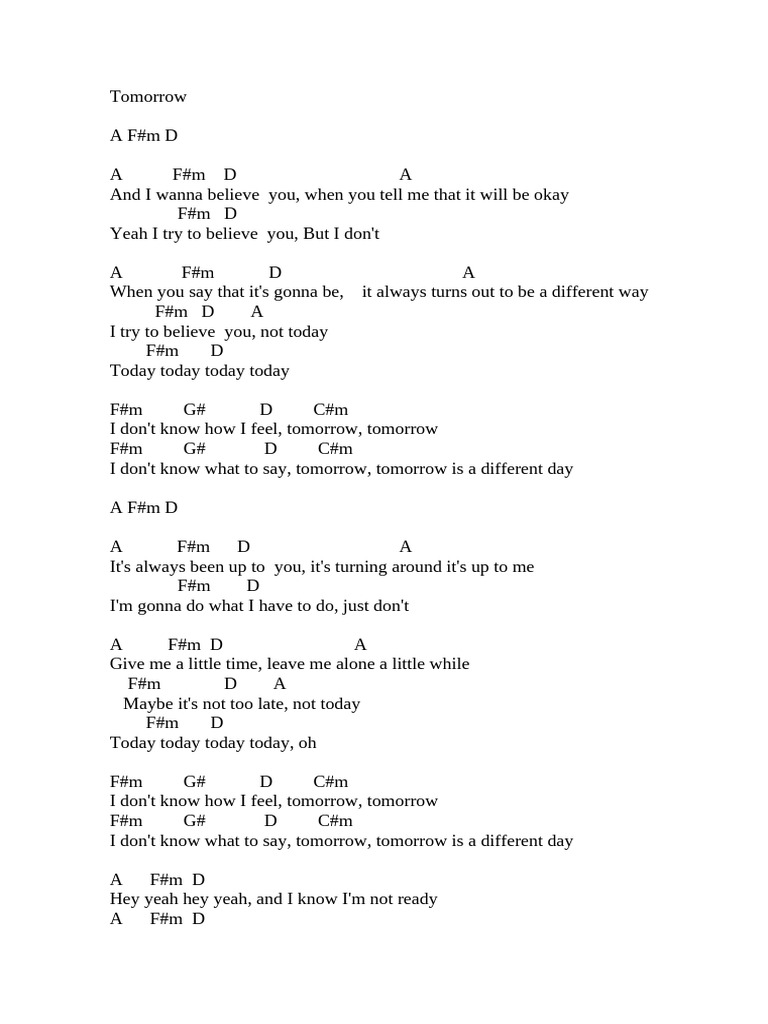 Tomorrow Song Lyrics Analysis | PDF