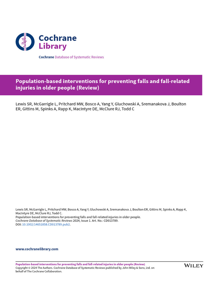 Preventing Falls in Older Adults Review | PDF | Randomized Controlled ...