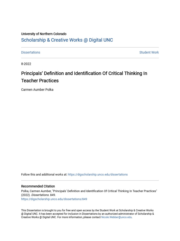 Critical Thinking in Teacher Practices | PDF | Critical Thinking | Race ...