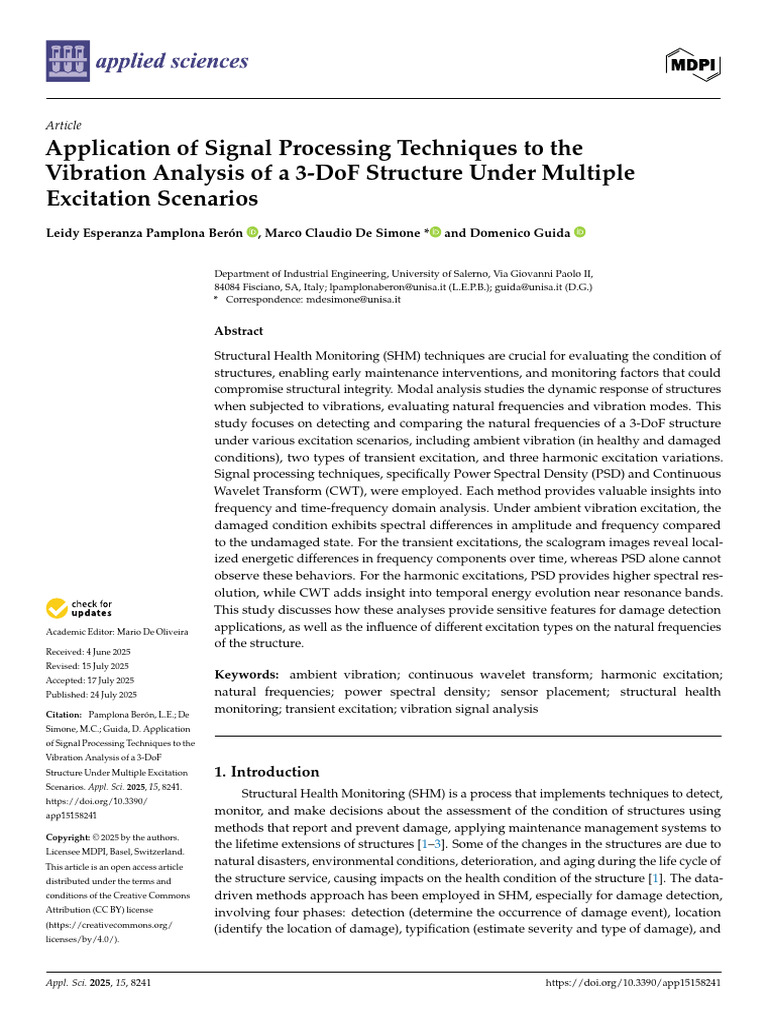 Application of Signal Processing Techniques To The Vibration Analysis ...