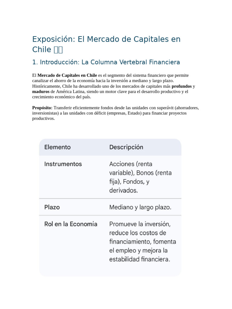Mercado de Capitales en Chile: Claves y Retos | PDF | Bolsa | Inversiones