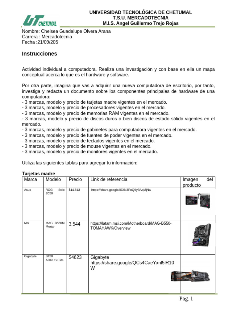 Componentes de Hardware para PC | PDF | Hardware de la computadora ...