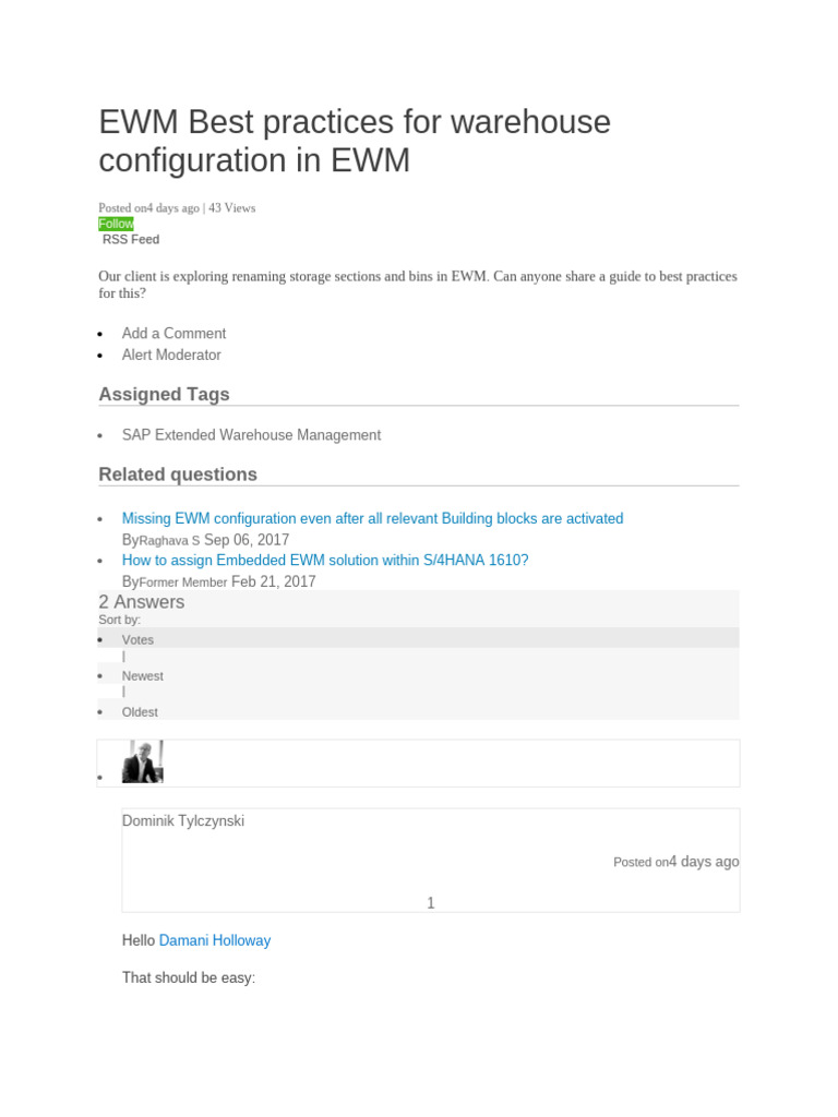 EWM Warehouse Configuration Best Practices | PDF