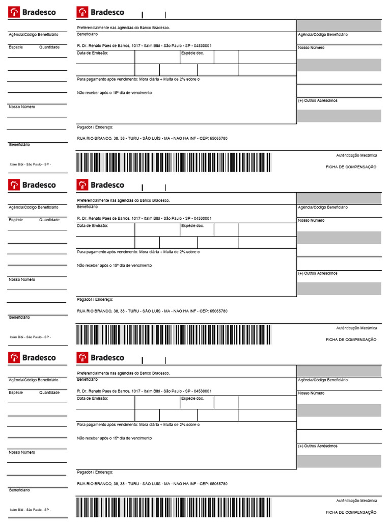 Boleto Bradesco 597459 1 2 | PDF | Bancos | Finanças pessoais