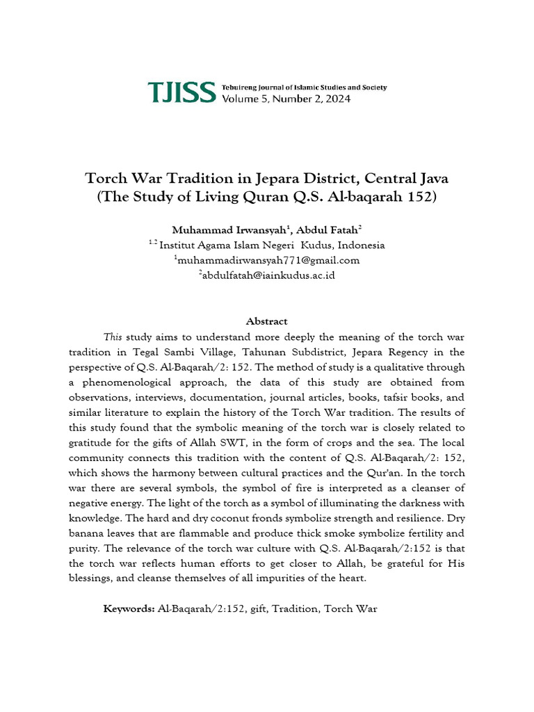 2 Torch War Tradition in Jepara District, Central Java | PDF | God In ...