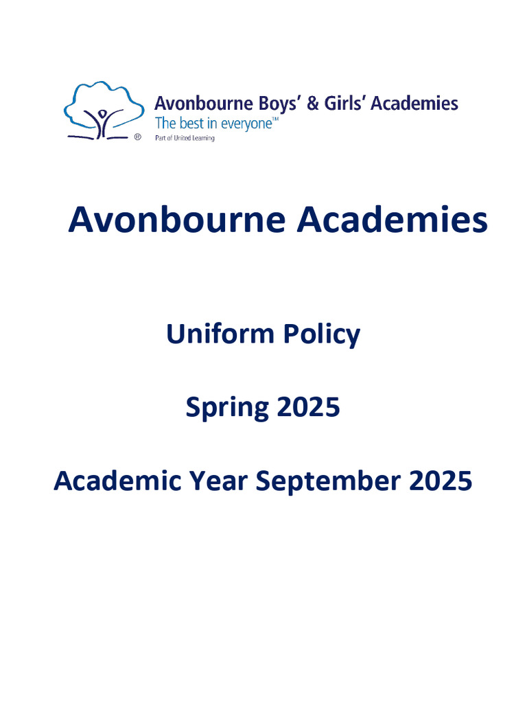 Avonbourne Academies Uniform Policy 2025 | PDF | Sweater | Shoe
