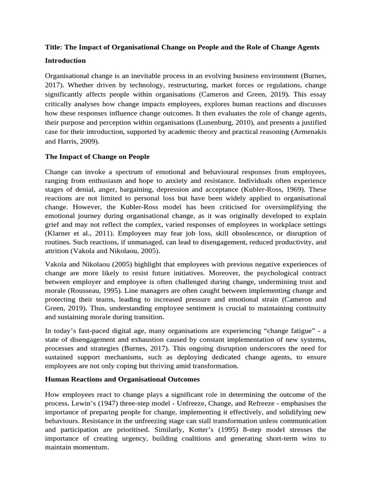 Creative Change and Innovation Assignment 2 11.6.2025 | PDF | Change ...