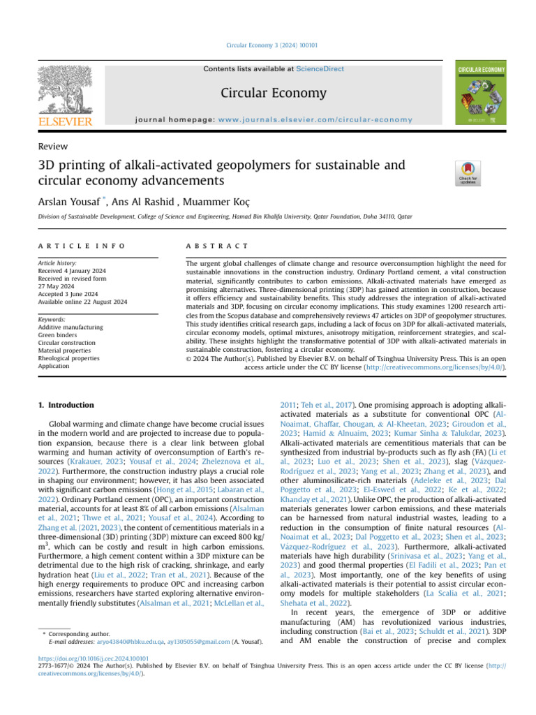 3D Printing of Alkali-Activated Geopolymers | PDF | 3 D Printing | Concrete