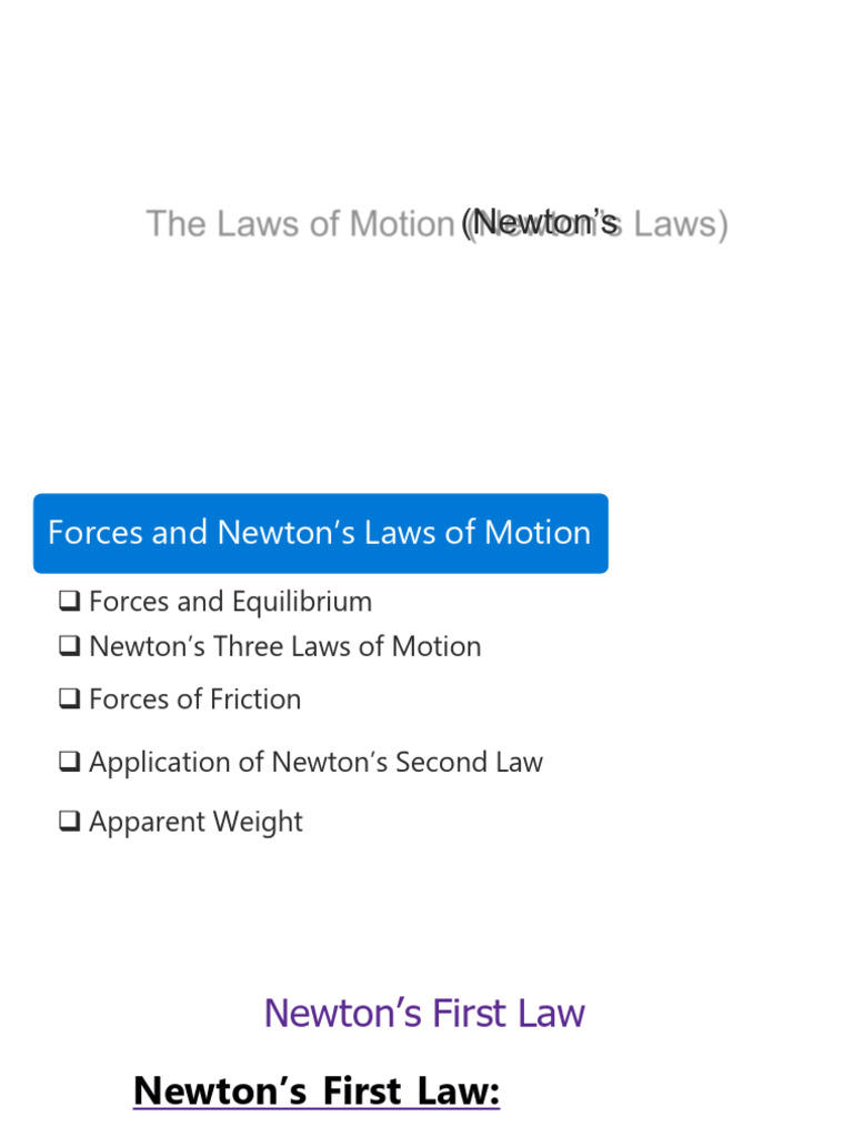 Newtons Laws | PDF | Force | Inertia
