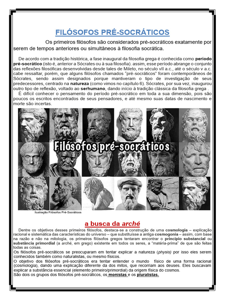 Filosofia dos Pré-Socráticos: Arché e Pensadores | PDF | Pitágoras ...