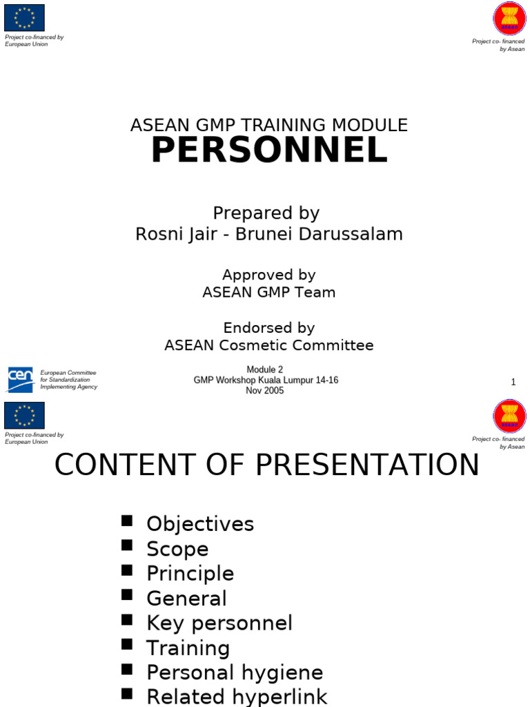 GMP Training Module for Cosmetic Personnel | PDF | Standardization ...