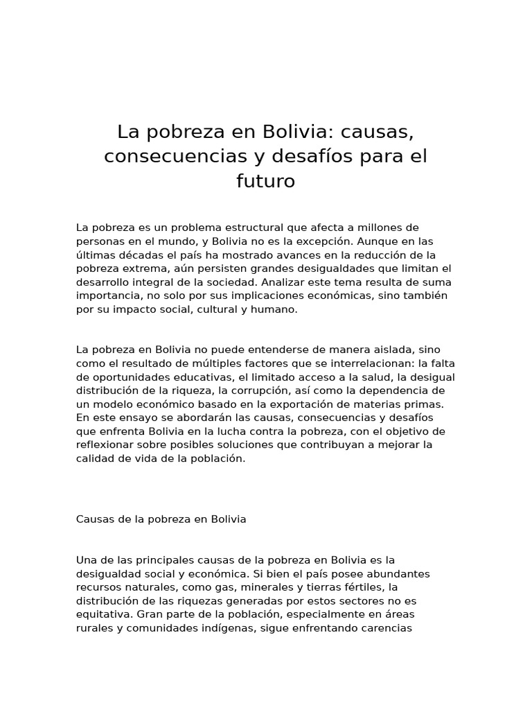 La Pobreza en Bolivia ? - ? | PDF | Pobreza | Pobreza e indigencia