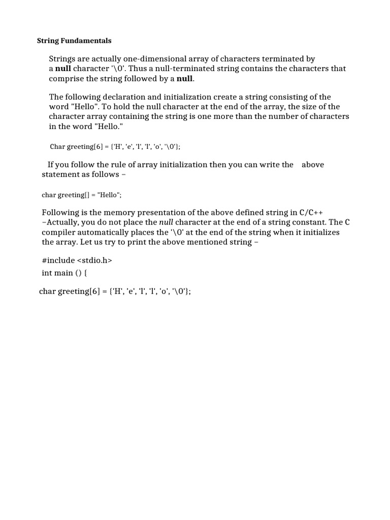C String Basics and Functions Guide | PDF | Pointer (Computer ...