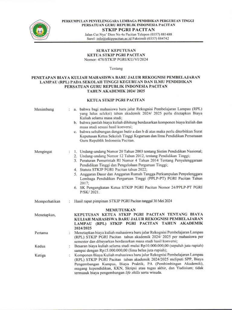 474 SK Biaya RPL | PDF