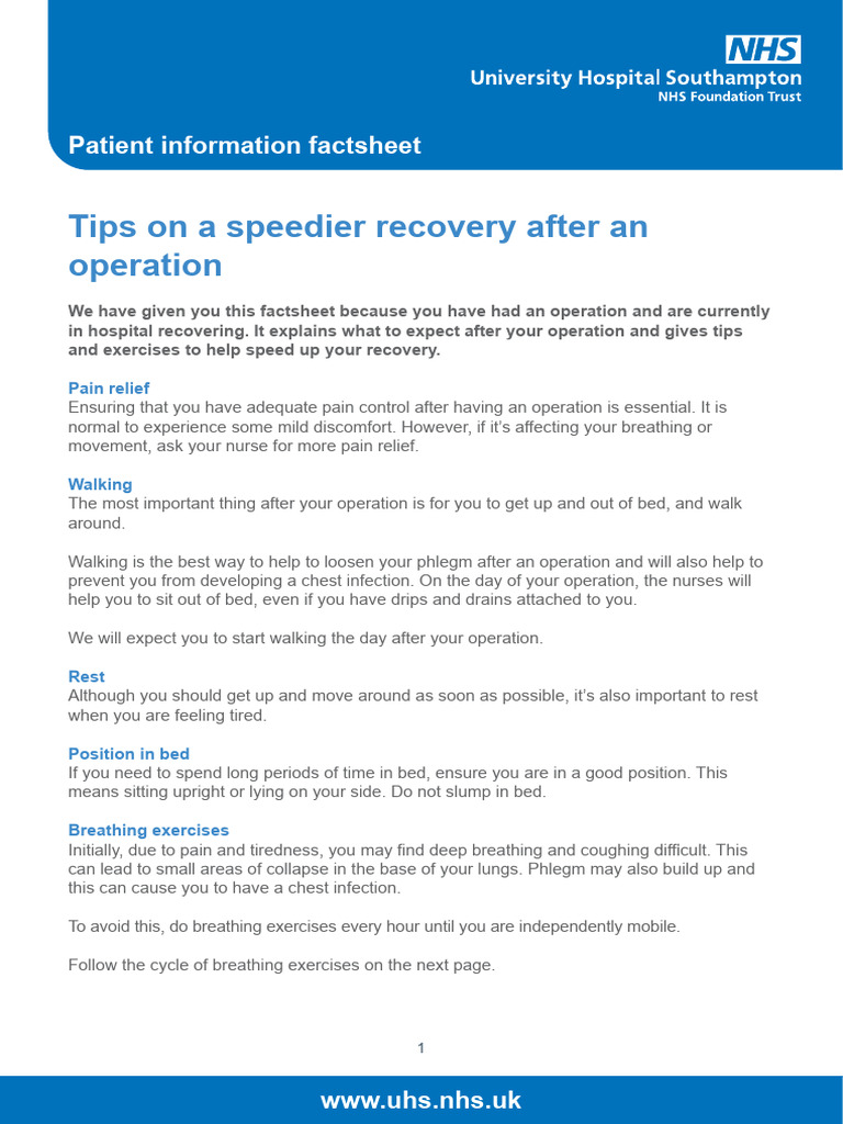 Tips On A Speedier Recovery After An Operation 751 PIL | PDF ...
