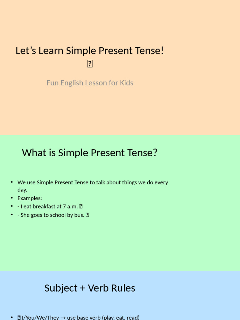Simple Present Tense for Kids | PDF