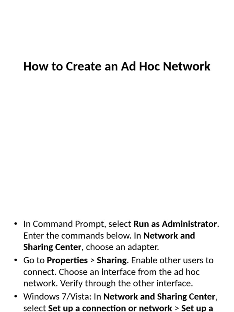 How To Create An Ad Hoc Network | PDF