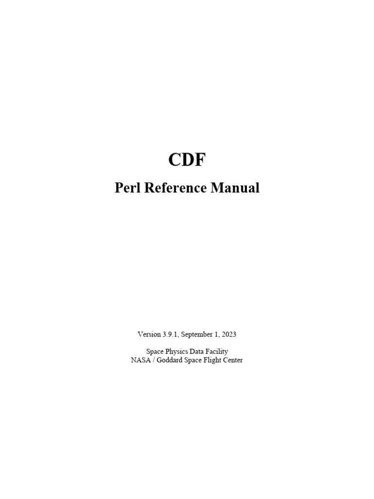 Perl CDF Manual Version 3.9.1 | PDF | Parameter (Computer Programming ...