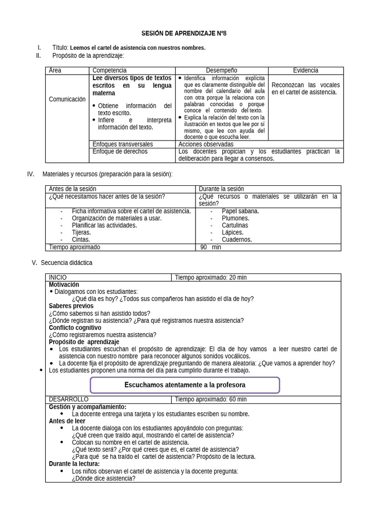 Lectura del Cartel de Asistencia | PDF | Aprendizaje | Comunicación humana