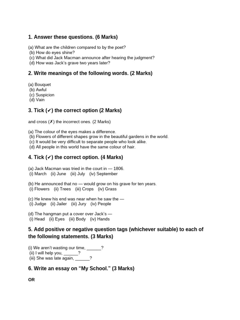 English Language Assessment Questions | PDF