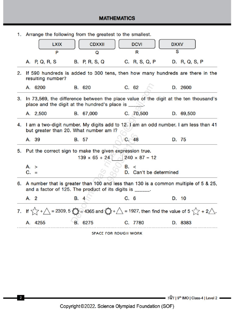 Imo Previous Years e Book Level 2 Class 4 2022 Print | PDF