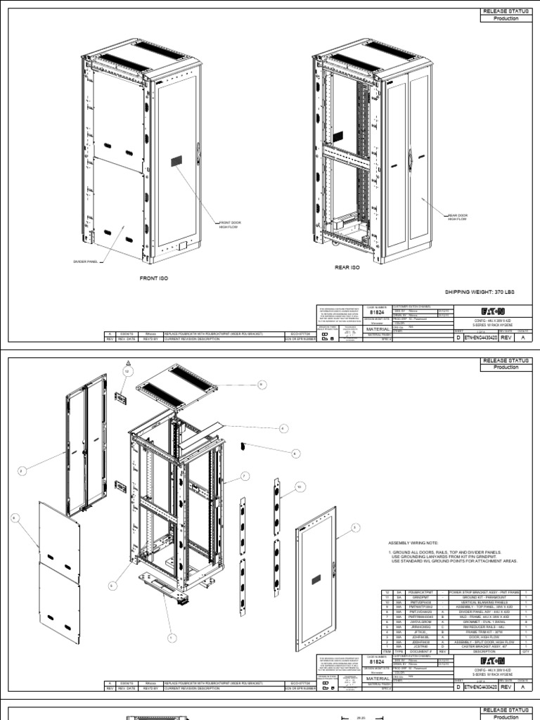 Eaton 44U Rack Assembly Drawing | PDF | Screw | Metalworking