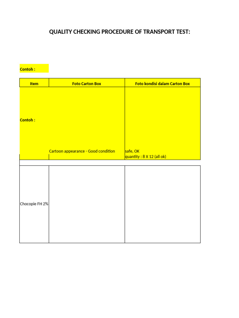 Quality Checking Procedure Uji Transport | PDF
