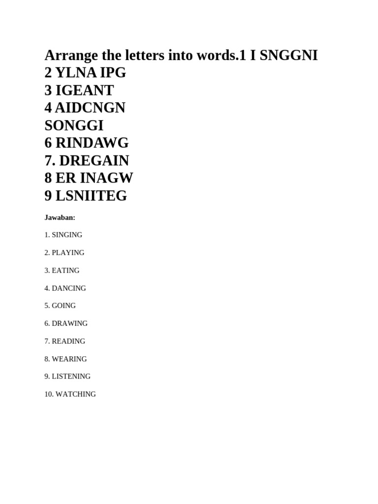 Arrange The Letters Into Words | PDF